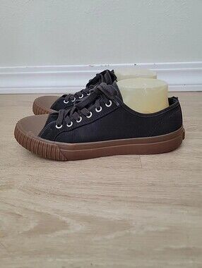 PF Flyers Men's Low-Top Canvas Sneakers in Black with Brown Sole